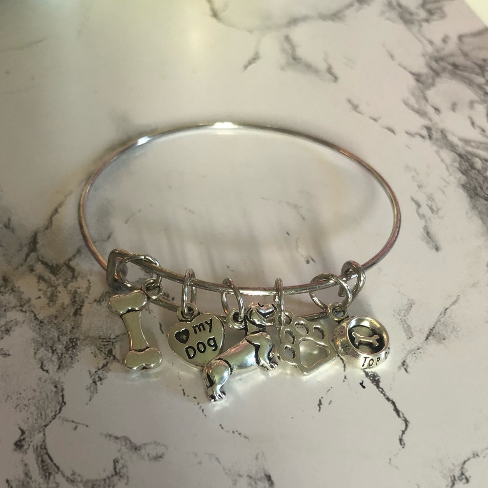 Silver charm bangle bracelet